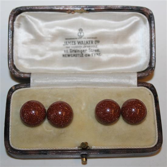 Pair 18ct gold and goldstone cufflinks